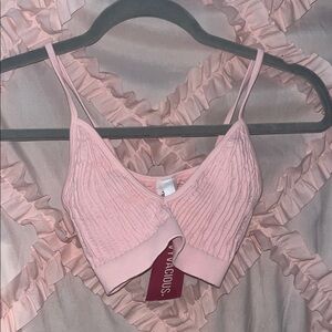 Pink Ribbed Bralette Nikibiki